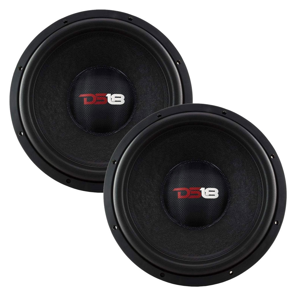 DS18, (2) DS18 Z15 15" Elite-Series 4 Ohm DVC Car Audio Carbon Fiber Dustcap Subwoofer