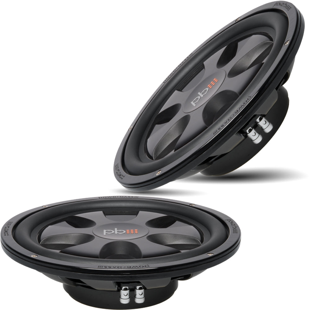 Powerbass, (2) Powerbass S-12TD 12" 600W RMS S Serie Dual 4-Ohm Shallow-Mount Subwoofer